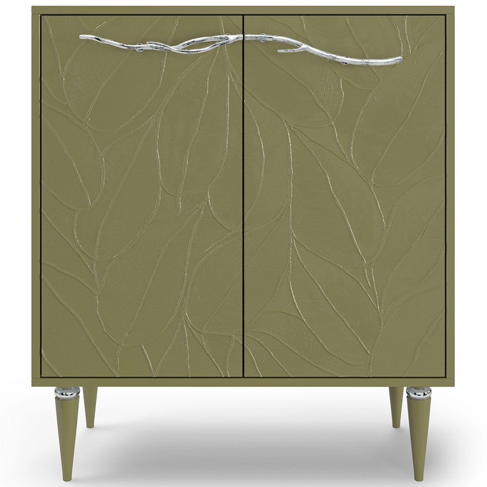 Комод Арт Колор leaves Классик Сильвер с 2 полками Зеленая олива