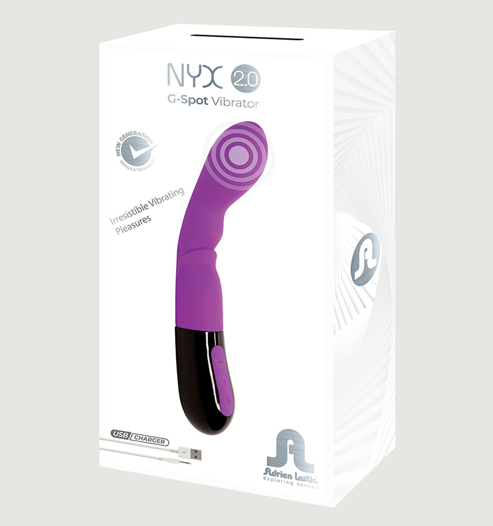 Фиолетовый изогнутый вибратор 20,7см для стимуляции зоны G Adrien Lastic NYX 2.0 G-Spot Vibrator Purple