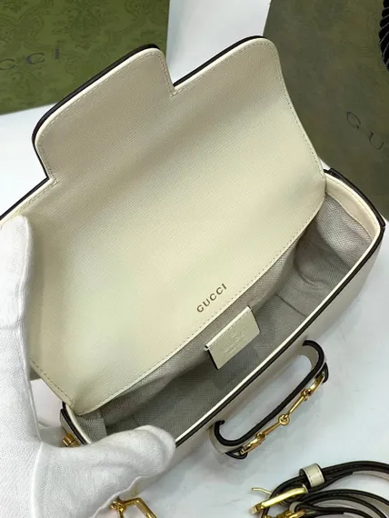 Мини-сумка Gucci Horsebit 1955 белый