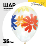 Шар латексный 35см Ромашки (Прозрачный)