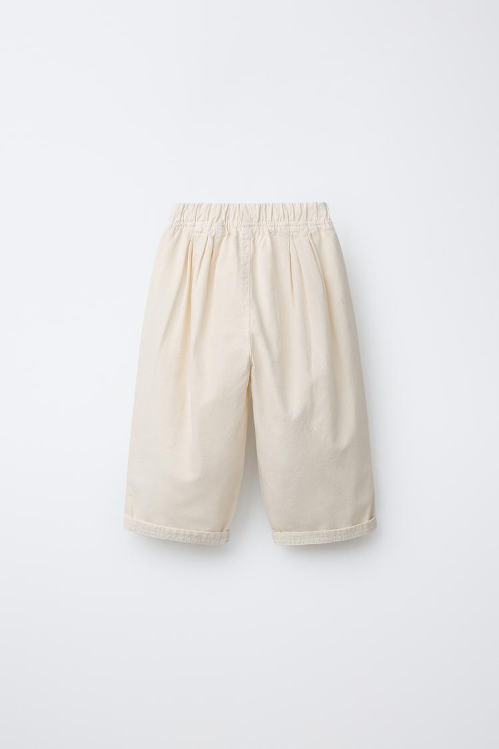 ZARA БРЮКИ BALLOON ИЗ ХЛОПКА С НАШИВКОЙ, СВЕТЛО-БЕЖЕВЫЙ