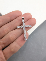 Подвеска крест с фианитами, 32*21мм