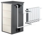 Печь-Камин ВЕЗУВИЙ ПК-01 (270) с плитой и т/о беж. 9 кВт (150 м3) Ø 115 мм