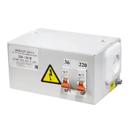 Ящик с понижающим трансформатором ЯТП 0.25 220/36В IP31 с 2-мя автоматами ЭЛТИ