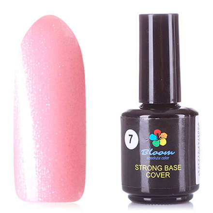 База Bloom Strong COVER жесткая №07 15мл (светло-розовая с блестками)