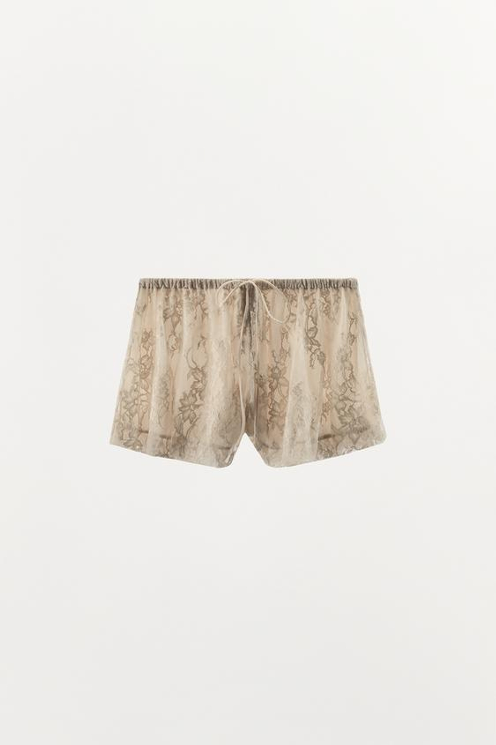 ZARA ШОРТЫ-ФОНАРИКИ ИЗ КРУЖЕВА, ЭКРЮ