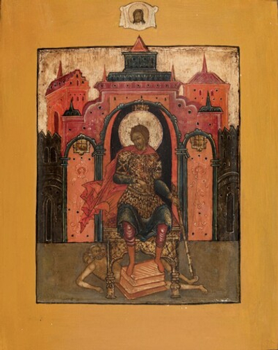 Никита святой великомученик Готфский (Бесогон). Деревянная икона на левкасе