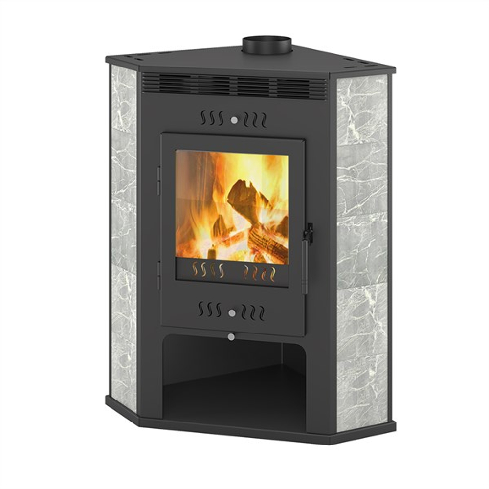 Печь-Камин ASTON 11кВт (180 м3) угловой Ø 150мм (Талькохлорит)