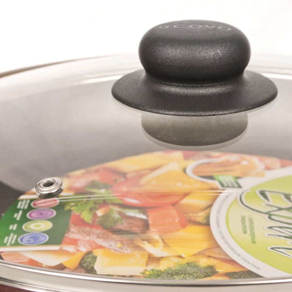 Сковорода алюминий, 28 см, антипригарное покрытие, Scovo, Expert, СЭ-030, с крышкой