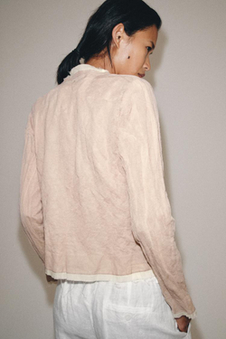 ZARA КАРДИГАН С БАНТАМИ И КОНТРАСТНЫМИ ДЕТАЛЯМИ, РОЗОВЫЙ/БЕЛЫЙ