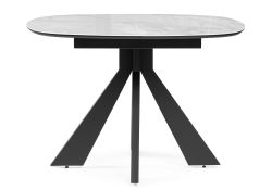 Стеклянный стол Эдли 110(150)х100х76 белый мрамор / черный