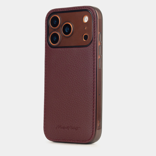 Чехол-накладка для iPhone 17 Pro Max - кожа теленка, бордовый