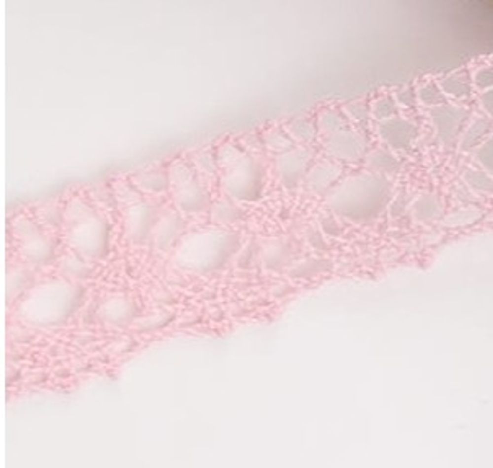 Кружево хлопковое/Тесьма вязаная, ш. 2 см, 20.01.015, розовый