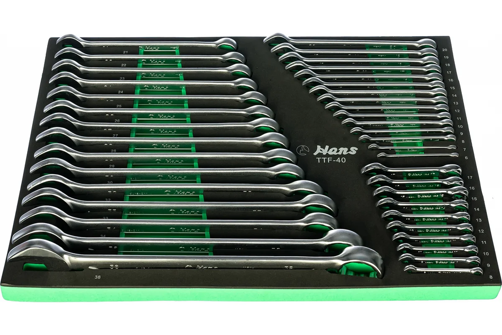 Набор комбинированных ключей 6-38 мм Hans в ложементе, TTF-40