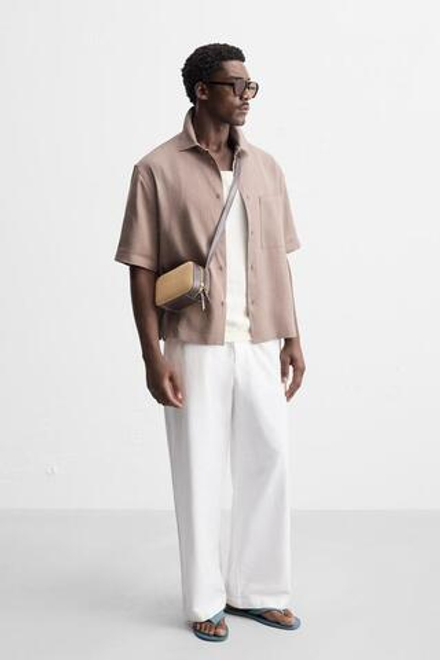 ZARA ПЛЕТЕНАЯ СУМКА ЧЕРЕЗ ПЛЕЧО, КОРИЧНЕВЫЙ