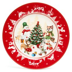 ТАРЕЛКА ЗАКУСОЧНАЯ LEFARD "ЕЛКА" 19 СМ КРАСНАЯ (КОР=18ШТ.)