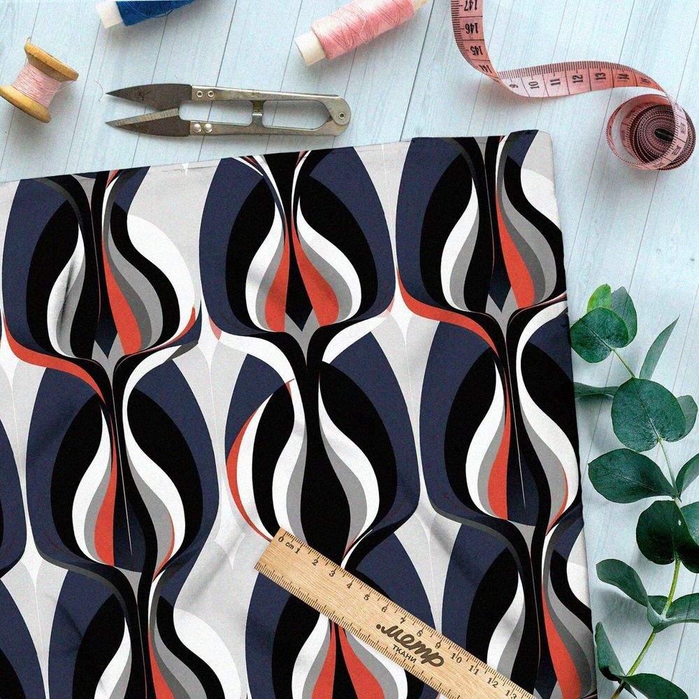 Ткань премиум дюспо ретро орнамент