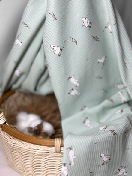 Пелёнка Утята Рубчик Нефрит 85*130 RinaAmari