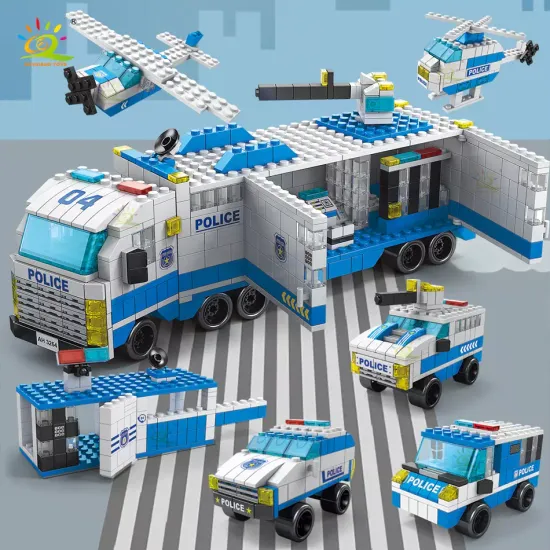 Конструктор - автобус  " Полиция "  6 в 1  , 1000 деталей