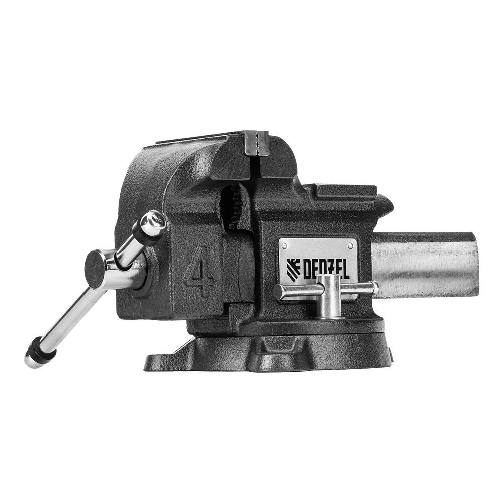 Тиски слесарные BVH-100, 100 мм, поворотные, стальная направляющая, с наковальней //Denzel