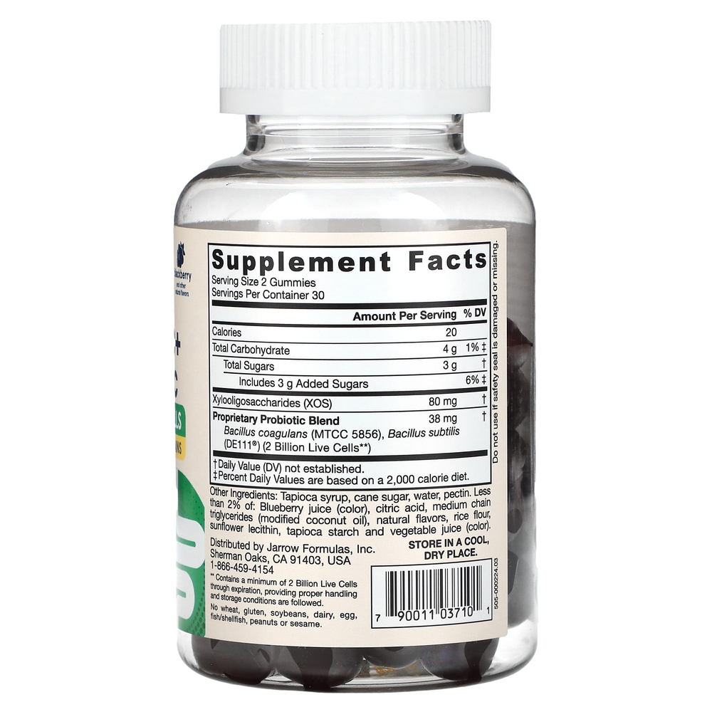 Jarrow Formulas, Пробиотик и пребиотик, ежевика, 2 млрд, 60 жевательных таблеток