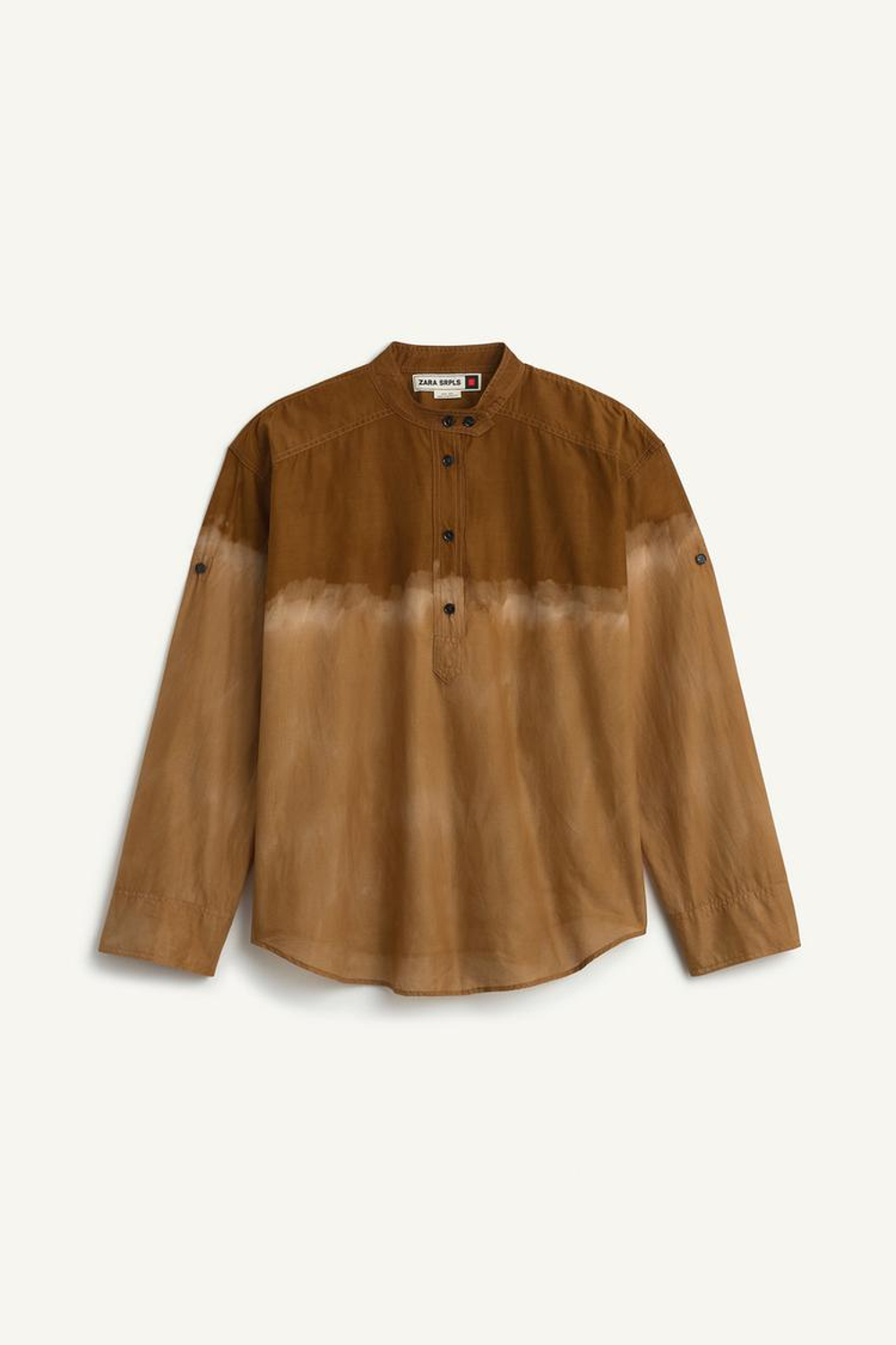 ZARA РУБАШКА С V-ОБРАЗНЫМ ВЫРЕЗОМ, ПЕСОЧНЫЙ МЕЛАНЖ