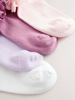Носки хлопковые с рюшами для девочки Next AT4-449, 4 шт., Розовый, Белый, Сиреневый