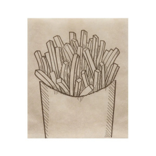 Пакет для картофеля фри бумажный с рисунком крафт,115*30*100, подпергамент жиропрочный, 2000шт/кор