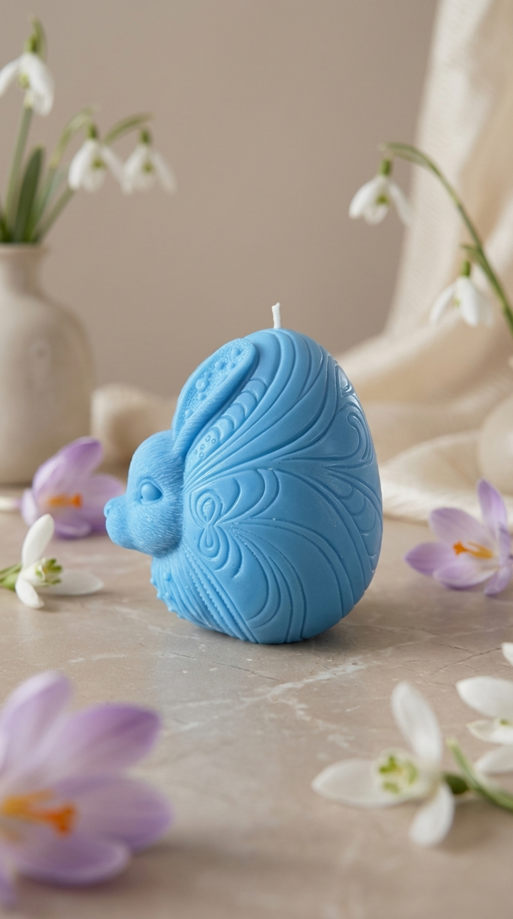 Свеча Пасхальное яйцо "Сердечный заяц", люкс версия