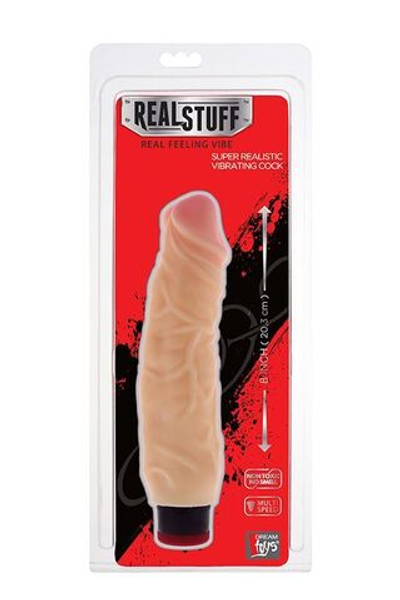 Вибратор-реалистик с крупными венами на поверхности REALSTUFF 8INCH VIBRATOR - 20,3 см. (Цвет: телесный)