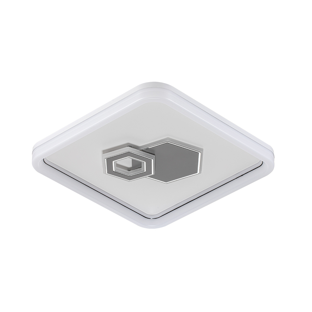 Потолочный светодиодный светильник 126Вт, 9800Лм, 3000-6000К, Ra>80,  плавная регулировка мощности, изменение цветовой температуры, ночник,  металл/акрил/пластик, белый/серый