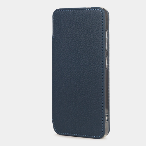 Чехол для Samsung Galaxy S24 из натуральной кожи теленка, синего цвета