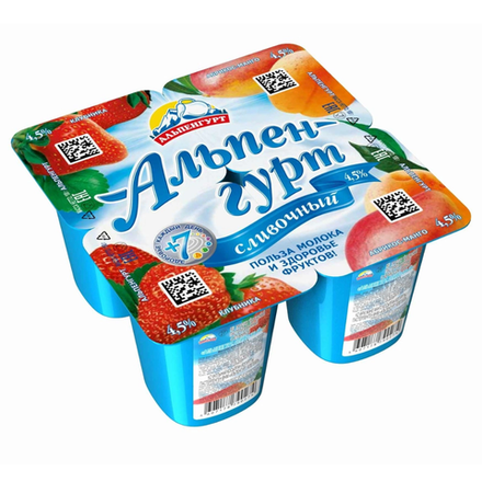 Йогурт Альпен-гурт клубника 4,5% 100 гр
