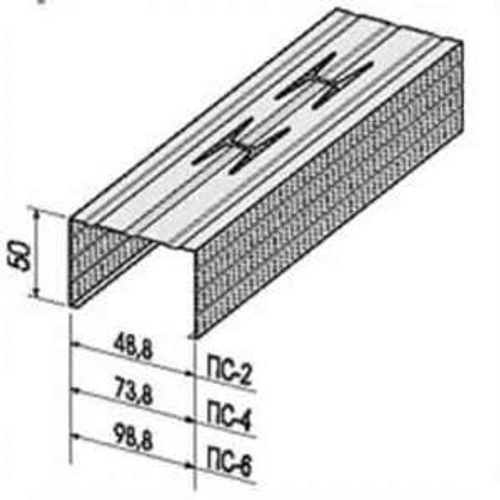 Профиль стоечный ПС-6 100х50х0,6мм Кнауф 3м