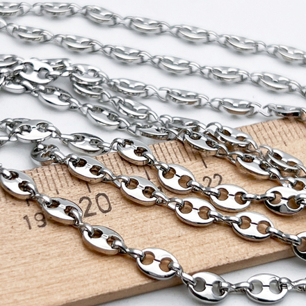 Цепочка, цвет серебро (родий), размер звена 6,5*4,5 мм, цена за отрезок 50 см