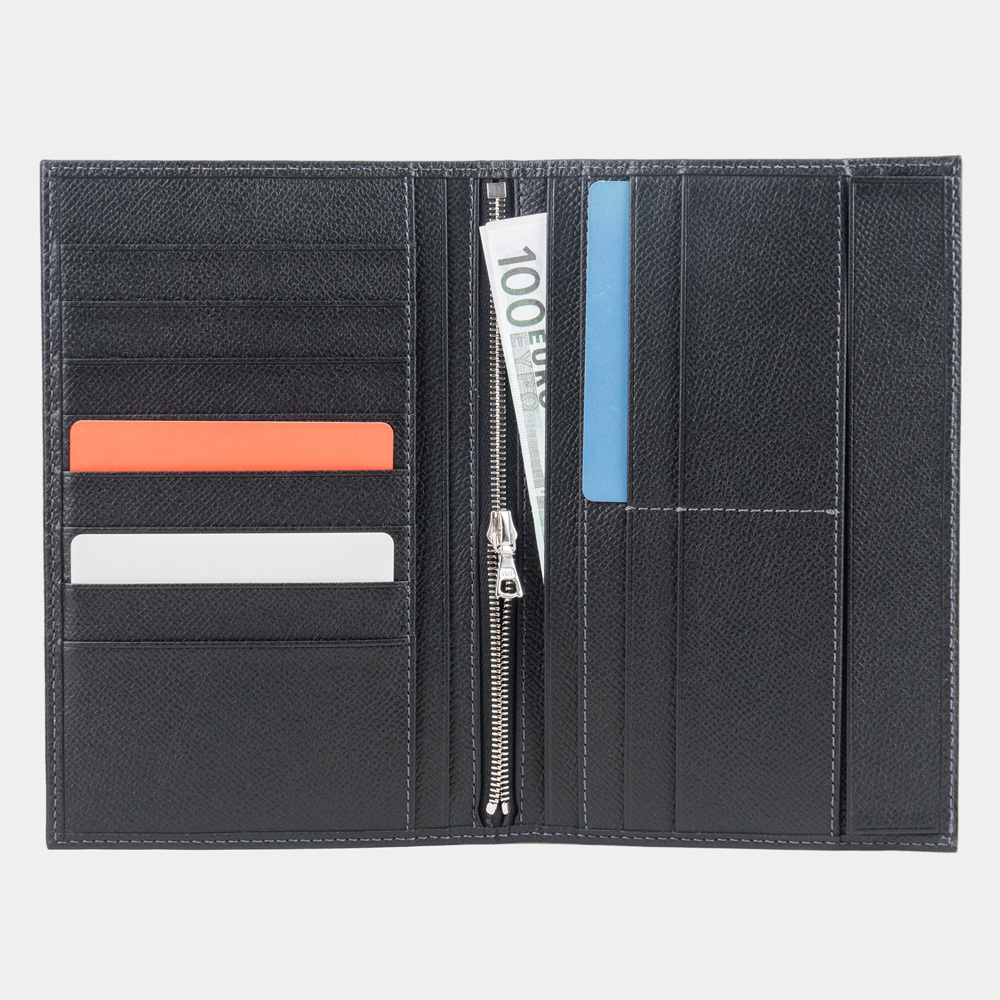 Длинный кожаный кошелек Secret+ черного цвета Safiano