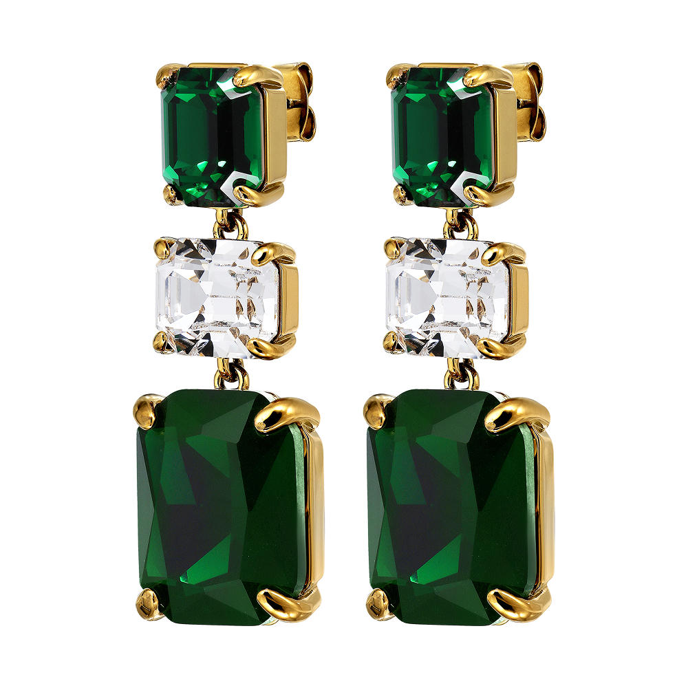 Серьги Dyrberg Kern ESMARA SG EMERALD GREEN / CRYSTAL 470150