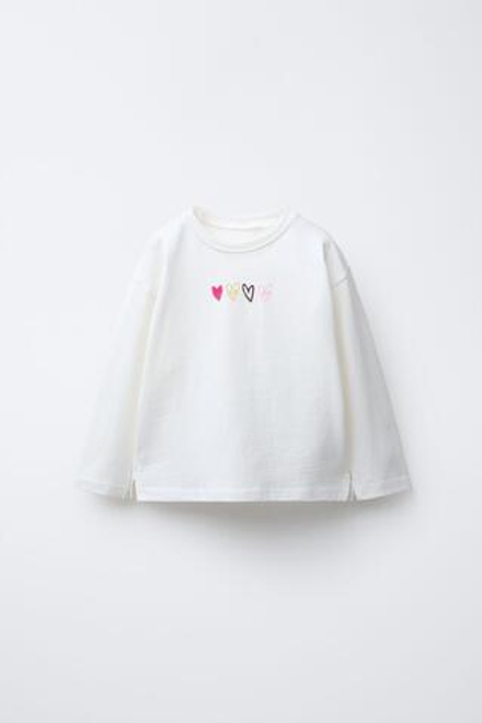 ZARA ФУТБОЛКА С ПРИНТОМ, БЕЛЫЙ