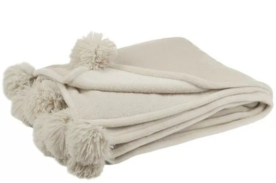 Плед "Пом-пон" бежевый, 130х170см