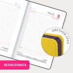 Ежедневник датированный 2025 А5 138x213 мм BRAUBERG "Rainbow", под кожу, желтый, 115806