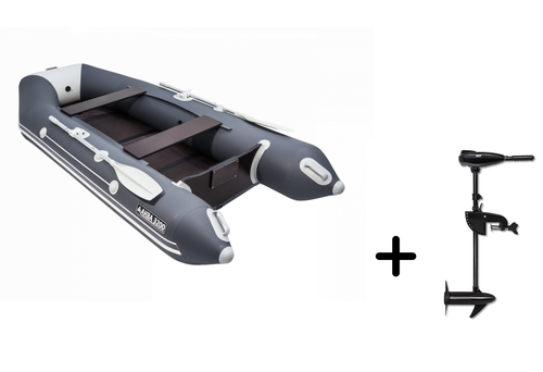 Аква-3200 СКК СЕРЫЙ/ГРАФИТ слань-книжка киль + BST 40 L (комплект лодка + электромотор)