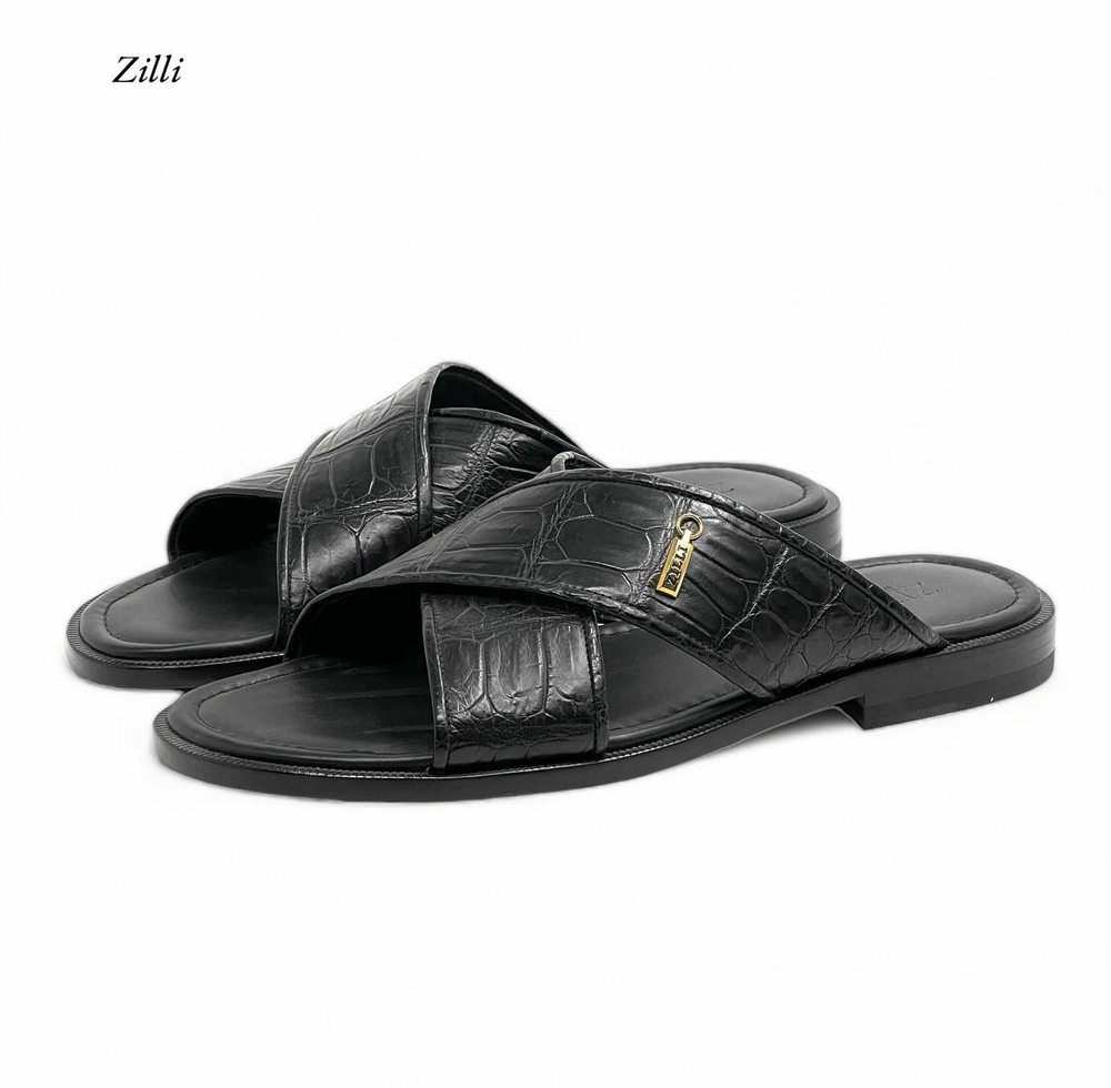 Шлепанцы Zilli из кожи крокодила, арт. 74497