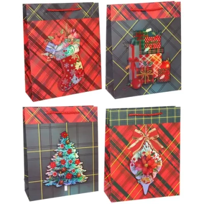 Пакет подарочный «Новогодний стиль» 26*31*10 см, микс