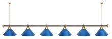 Лампа STARTBILLIARDS 6 пл. (плафоны антик медь,штанга голубая,фурнитура золото)
