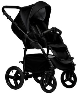 Детская коляска Indigo Impulse Eco 3 в 1 с автокреслом Avionaut Cosmo Ie08 черная кожа/черный