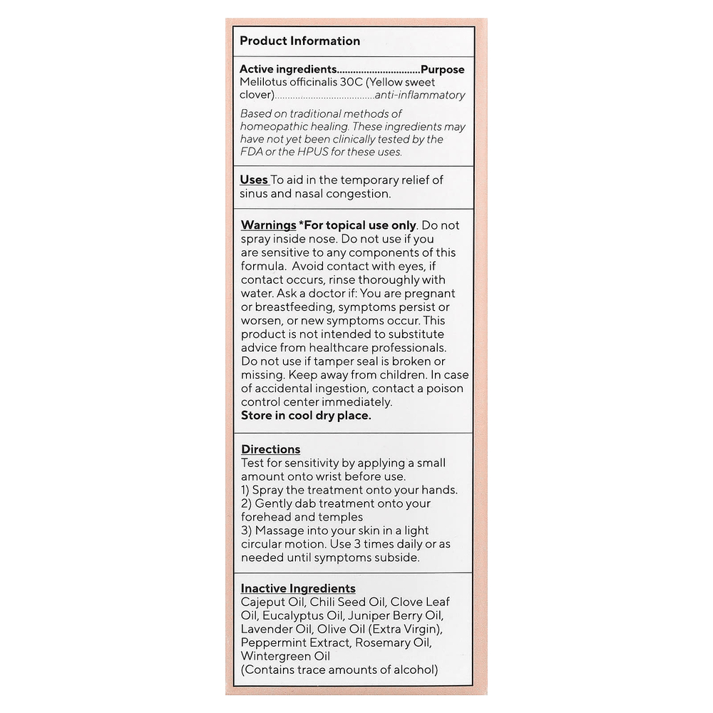 Marie Originals, Биоактивный спрей от заложенности носовых пазух, 29 мл (1 жидк. Унция)