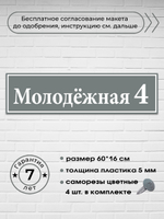 Адресная табличка на дом, 0004, 60х15 см.