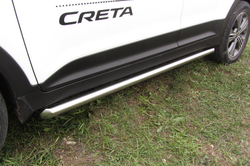 Пороги из нержавейки Hyundai Creta 4WD (2016-2021) d57 труба
