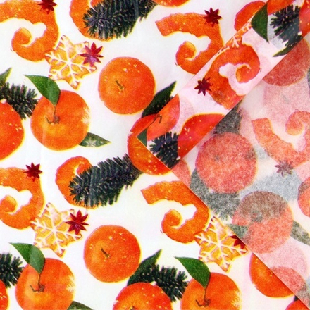 Бумага упаковочная новогодняя тишью 50*66см 2 листа