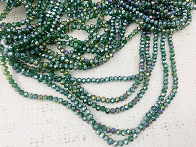 Бусины граненые Рондель, d 4 мм, 1 уп=10 нитей, 1 нить 45 см, серо-зелёный AB